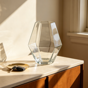 Modern Geometric Faceted Diamond Glass Vase